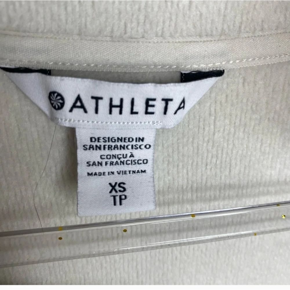 Athleta Cozy Karma Asym Asymmetrical Zip Sweatshirt Sz XSMALL Ivory/Grey - Picture 12 of 12